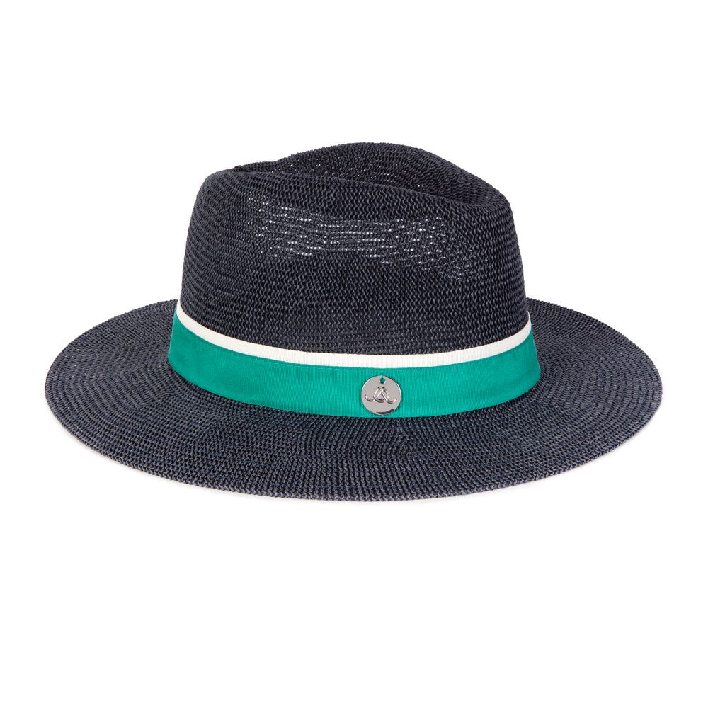 Navy & Green Panama Hat