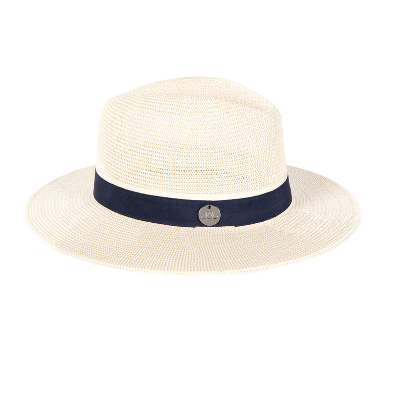 Cream & Navy Panama Hat