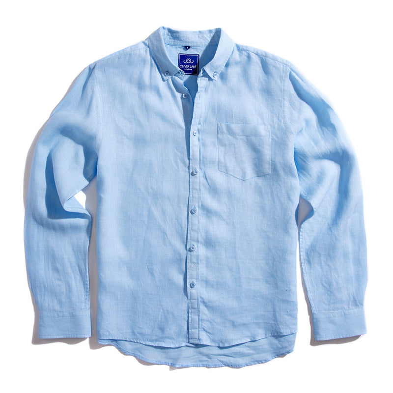 Linen Beach Shirt - Blue - Oliver Jane London