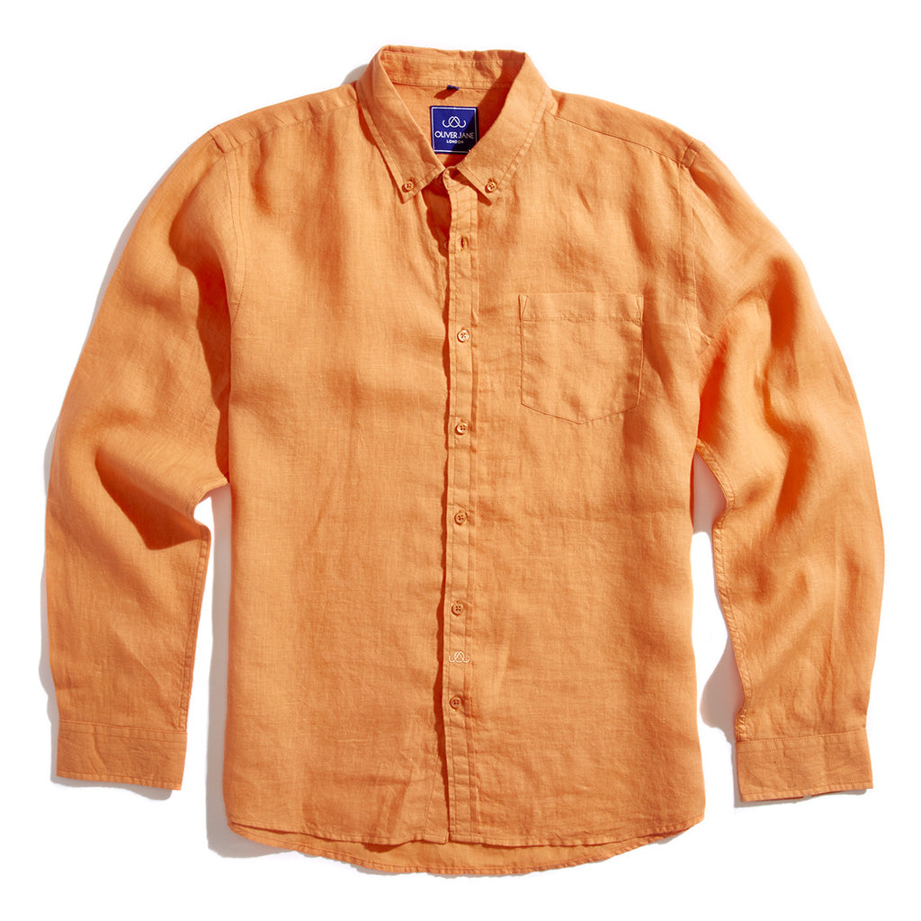Linen Beach Shirt - Orange - Oliver Jane London