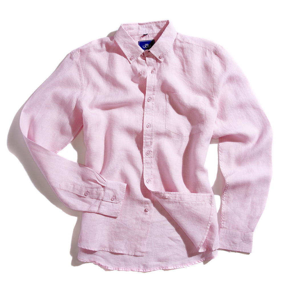 Linen Beach Shirt - Pink - Oliver Jane London